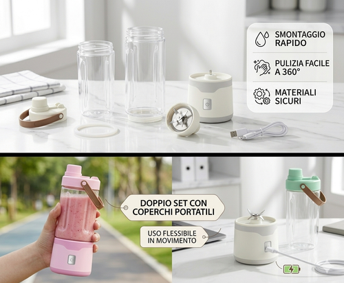 Frullatore Portatile USB 500ML (sconti del mese prendi 2 il secondo lo paghi la metà)